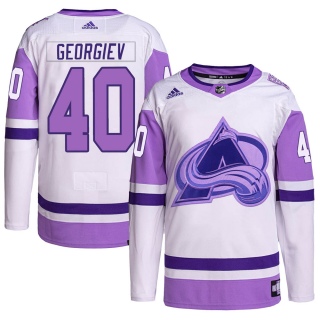 Men's Alexandar Georgiev Colorado Avalanche Adidas Hockey Fights Cancer Primegreen Jersey - Authentic White/Purple