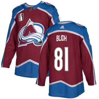 Men's Anton Blidh Colorado Avalanche Adidas Burgundy Home 2022 Stanley Cup Final Patch Jersey - Authentic