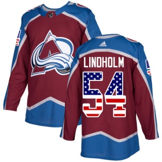 Men's Anton Lindholm Colorado Avalanche Adidas Burgundy USA Flag Fashion Jersey - Authentic Red