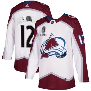 Men's Chris Simon Colorado Avalanche Adidas 2020/21 Away 2022 Stanley Cup Champions Jersey - Authentic White