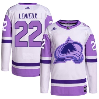 Men's Claude Lemieux Colorado Avalanche Adidas Hockey Fights Cancer Primegreen Jersey - Authentic White/Purple