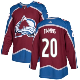 Men's Conor Timmins Colorado Avalanche Adidas ized Burgundy Home Jersey - Authentic