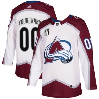 Men's Custom Colorado Avalanche Adidas Custom 2020/21 Away 2022 Stanley Cup Final Patch Jersey - Authentic White