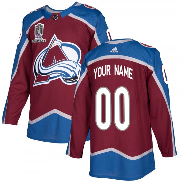Men's Custom Colorado Avalanche Adidas Custom Burgundy Home 2022 Stanley Cup Champions Jersey - Authentic