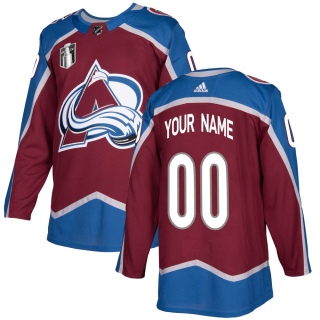 Men's Custom Colorado Avalanche Adidas Custom Burgundy Home 2022 Stanley Cup Final Patch Jersey - Authentic