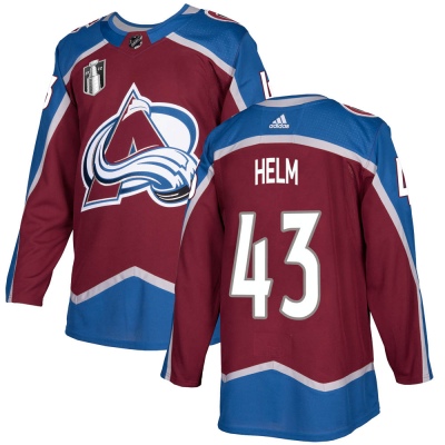 Men's Darren Helm Colorado Avalanche Adidas Burgundy Home 2022 Stanley Cup Final Patch Jersey - Authentic