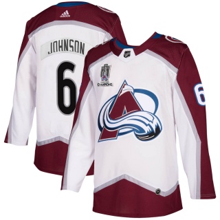 Men's Erik Johnson Colorado Avalanche Adidas 2020/21 Away 2022 Stanley Cup Champions Jersey - Authentic White