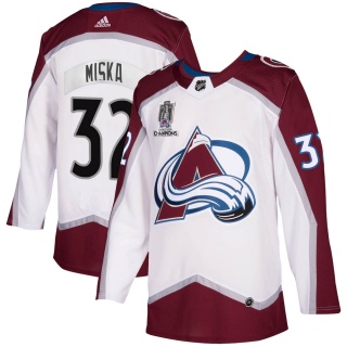 Men's Hunter Miska Colorado Avalanche Adidas 2020/21 Away 2022 Stanley Cup Champions Jersey - Authentic White