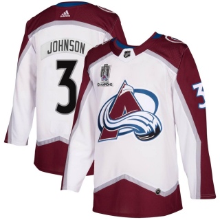 Men's Jack Johnson Colorado Avalanche Adidas 2020/21 Away 2022 Stanley Cup Champions Jersey - Authentic White