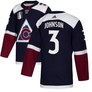 Men's Jack Johnson Colorado Avalanche Adidas Alternate 2022 Stanley Cup Final Patch Jersey - Authentic Navy