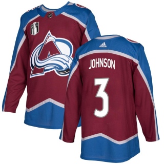 Men's Jack Johnson Colorado Avalanche Adidas Burgundy Home 2022 Stanley Cup Final Patch Jersey - Authentic