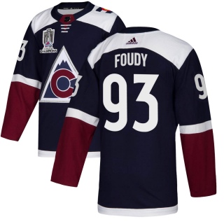 Men's Jean-Luc Foudy Colorado Avalanche Adidas Alternate 2022 Stanley Cup Champions Jersey - Authentic Navy