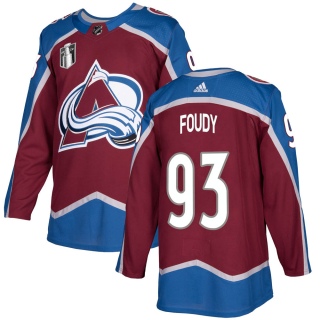 Men's Jean-Luc Foudy Colorado Avalanche Adidas Burgundy Home 2022 Stanley Cup Final Patch Jersey - Authentic