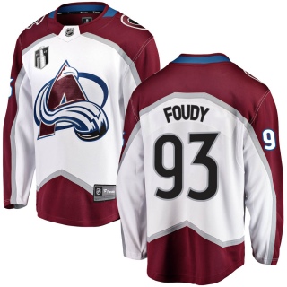 Men's Jean-Luc Foudy Colorado Avalanche Fanatics Branded Away 2022 Stanley Cup Final Patch Jersey - Breakaway White
