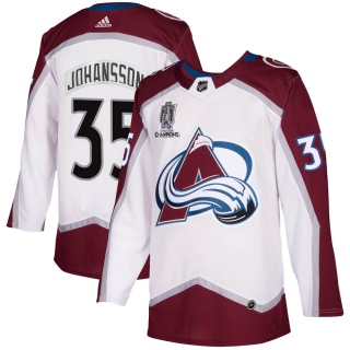 Men's Jonas Johansson Colorado Avalanche Adidas 2020/21 Away 2022 Stanley Cup Champions Jersey - Authentic White