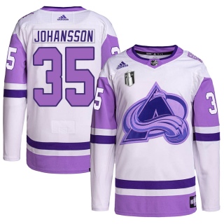 Men's Jonas Johansson Colorado Avalanche Adidas Hockey Fights Cancer Primegreen 2022 Stanley Cup Final Patch Jersey - Authentic 