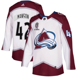Men's Josh Manson Colorado Avalanche Adidas 2020/21 Away 2022 Stanley Cup Champions Jersey - Authentic White