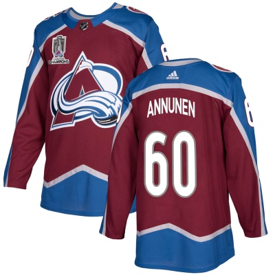 Men's Justus Annunen Colorado Avalanche Adidas Burgundy Home 2022 Stanley Cup Champions Jersey - Authentic