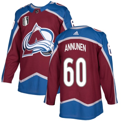 Men's Justus Annunen Colorado Avalanche Adidas Burgundy Home 2022 Stanley Cup Final Patch Jersey - Authentic