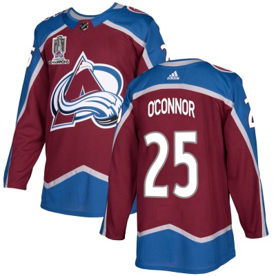 Men's Logan O'Connor Colorado Avalanche Adidas Burgundy Home 2022 Stanley Cup Champions Jersey - Authentic