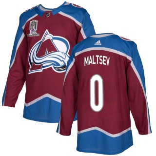 Men's Mikhail Maltsev Colorado Avalanche Adidas Burgundy Home 2022 Stanley Cup Champions Jersey - Authentic