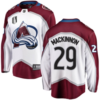 Men's Nathan MacKinnon Colorado Avalanche Fanatics Branded Away 2022 Stanley Cup Final Patch Jersey - Breakaway White