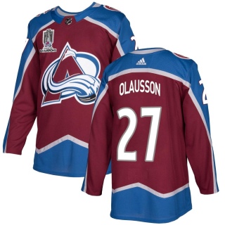 Men's Oskar Olausson Colorado Avalanche Adidas Burgundy Home 2022 Stanley Cup Champions Jersey - Authentic