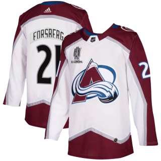 Men's Peter Forsberg Colorado Avalanche Adidas 2020/21 Away 2022 Stanley Cup Champions Jersey - Authentic White