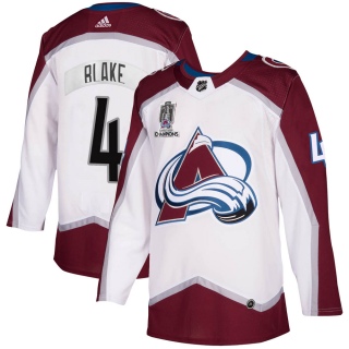 Men's Rob Blake Colorado Avalanche Adidas 2020/21 Away 2022 Stanley Cup Champions Jersey - Authentic White