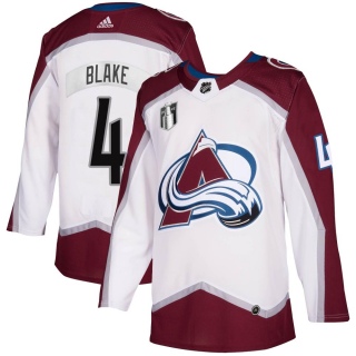 Men's Rob Blake Colorado Avalanche Adidas 2020/21 Away 2022 Stanley Cup Final Patch Jersey - Authentic White