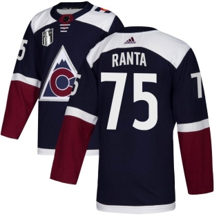 Men's Sampo Ranta Colorado Avalanche Adidas Alternate 2022 Stanley Cup Final Patch Jersey - Authentic Navy