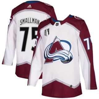 Men's Spencer Smallman Colorado Avalanche Adidas 2020/21 Away 2022 Stanley Cup Final Patch Jersey - Authentic White