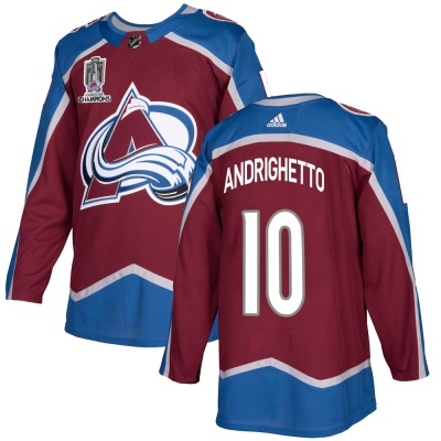 Men's Sven Andrighetto Colorado Avalanche Adidas Burgundy Home 2022 Stanley Cup Champions Jersey - Authentic