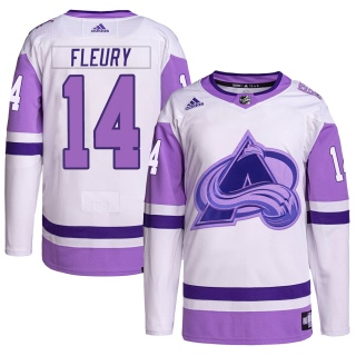 Men's Theoren Fleury Colorado Avalanche Adidas Hockey Fights Cancer Primegreen Jersey - Authentic White/Purple