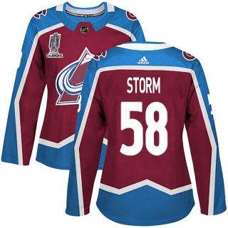 Women's Ben Storm Colorado Avalanche Adidas Burgundy Home 2022 Stanley Cup Champions Jersey - Authentic