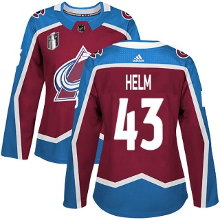Women's Darren Helm Colorado Avalanche Adidas Burgundy Home 2022 Stanley Cup Final Patch Jersey - Authentic
