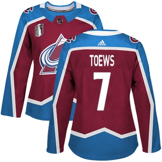 Women's Devon Toews Colorado Avalanche Adidas Burgundy Home 2022 Stanley Cup Final Patch Jersey - Authentic
