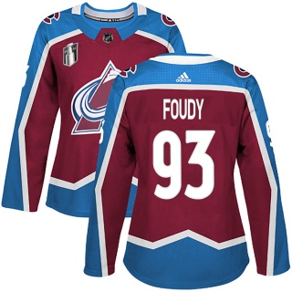 Women's Jean-Luc Foudy Colorado Avalanche Adidas Burgundy Home 2022 Stanley Cup Final Patch Jersey - Authentic
