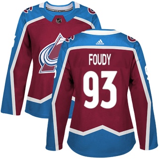 Women's Jean-Luc Foudy Colorado Avalanche Adidas Burgundy Home Jersey - Authentic