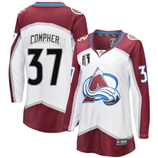 Women's J.t. Compher Colorado Avalanche Fanatics Branded J.T. Compher Away 2022 Stanley Cup Final Patch Jersey - Breakaway White