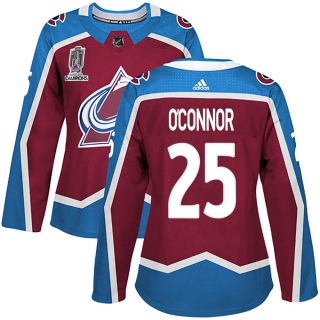 Women's Logan O'Connor Colorado Avalanche Adidas Burgundy Home 2022 Stanley Cup Champions Jersey - Authentic
