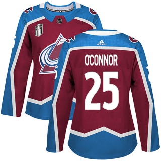 Women's Logan O'Connor Colorado Avalanche Adidas Burgundy Home 2022 Stanley Cup Final Patch Jersey - Authentic