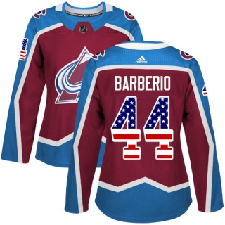 Women's Mark Barberio Colorado Avalanche Adidas Burgundy USA Flag Fashion Jersey - Authentic Red