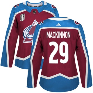 Women's Nathan MacKinnon Colorado Avalanche Adidas Burgundy Home 2022 Stanley Cup Final Patch Jersey - Authentic