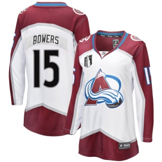 Women's Shane Bowers Colorado Avalanche Fanatics Branded Away 2022 Stanley Cup Final Patch Jersey - Breakaway White