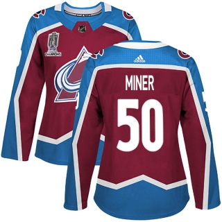 Women's Trent Miner Colorado Avalanche Adidas Burgundy Home 2022 Stanley Cup Champions Jersey - Authentic