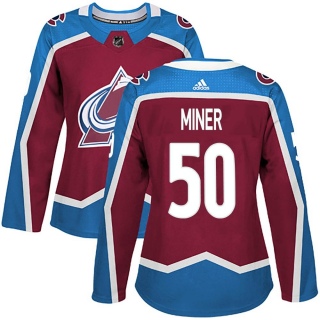 Women's Trent Miner Colorado Avalanche Adidas Burgundy Home Jersey - Authentic