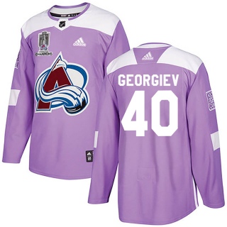 Youth Alexandar Georgiev Colorado Avalanche Adidas Fights Cancer Practice 2022 Stanley Cup Champions Jersey - Authentic Purple