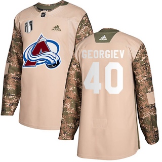 Youth Alexandar Georgiev Colorado Avalanche Adidas Veterans Day Practice 2022 Stanley Cup Final Patch Jersey - Authentic Camo