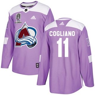 Youth Andrew Cogliano Colorado Avalanche Adidas Fights Cancer Practice 2022 Stanley Cup Champions Jersey - Authentic Purple